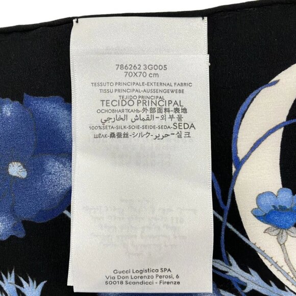 Auth GUCCI - 786262 Black Blue White Silk Scarf - Picture 2 of 4